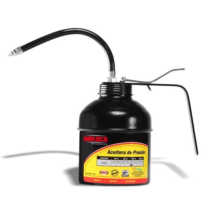 Aceitera de presión, bote de acero, tubo flexible (500 ml)