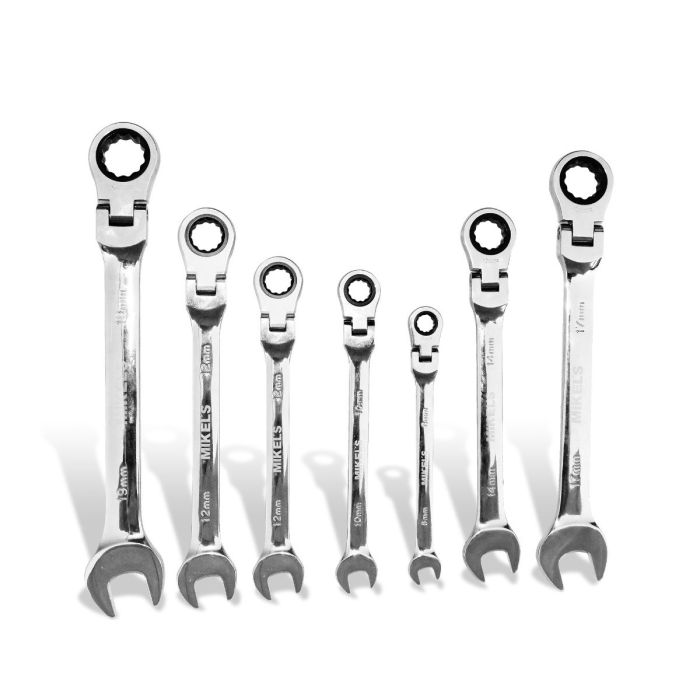 Llaves combinadas con matraca cabeza flexible (Set 7 pzas)